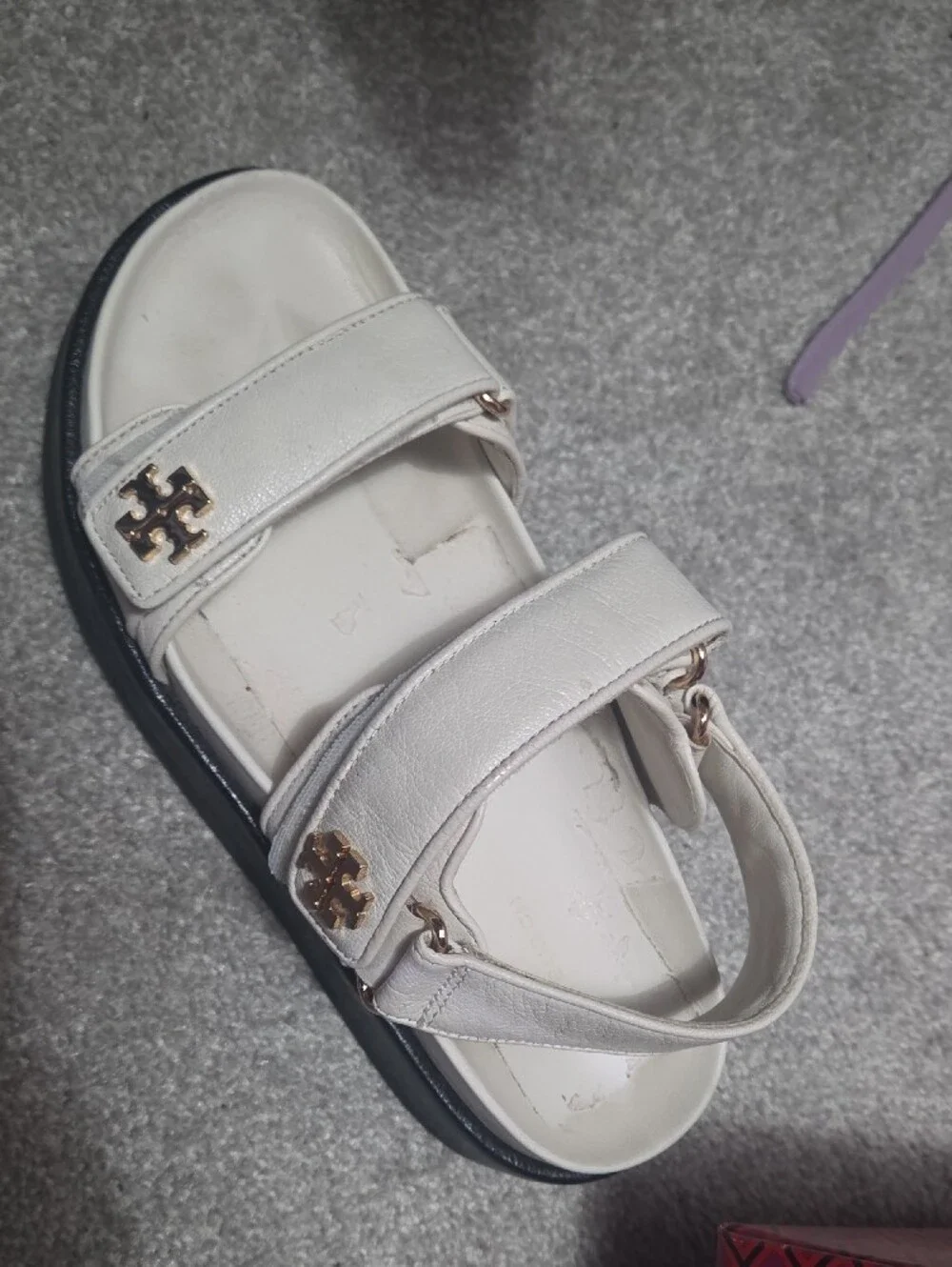 Tory Burch New Ivory Goat Leather Sport Sandal